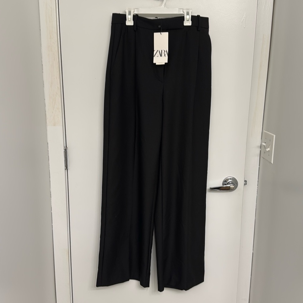 NWT Zara Black Wide-Leg Trousers size L